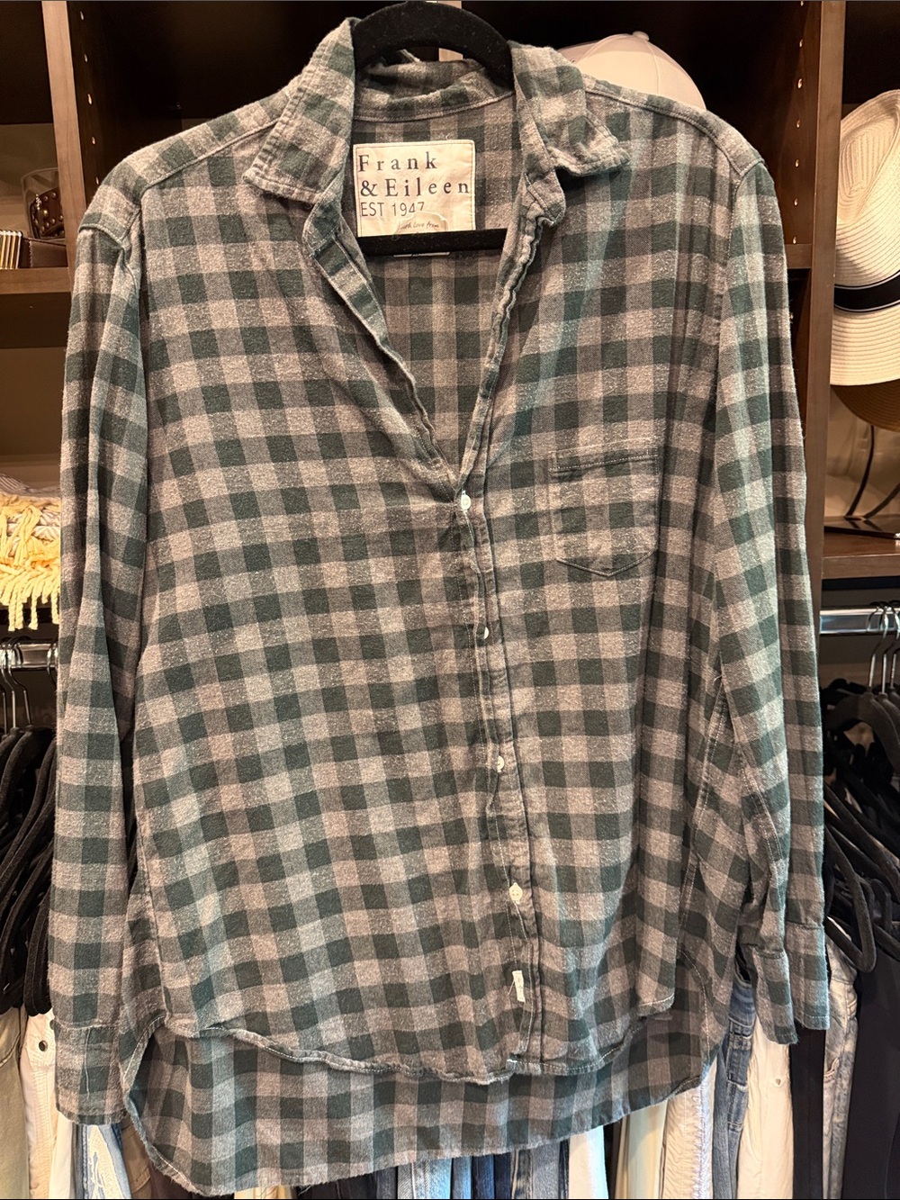Frank & Eileen Green and Gray Plaid Button-Down Shirt